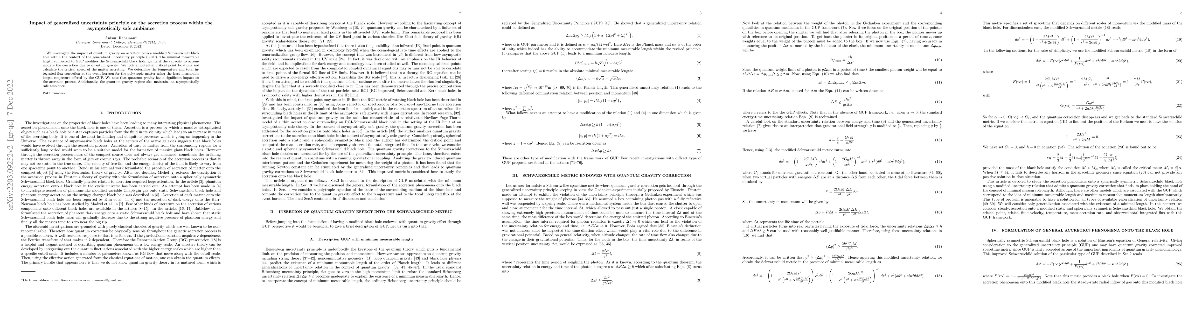 Thumbnail for Impact of generalized uncertainty principle on the accretion process
  within the asymptotically safe ambiance