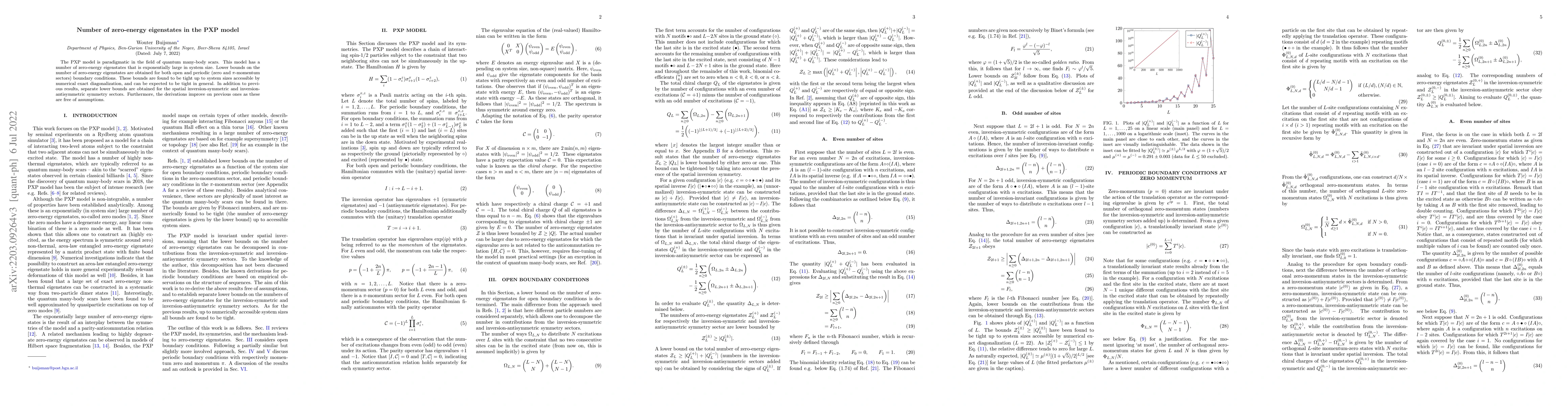 Thumbnail for Number of zero-energy eigenstates in the PXP model