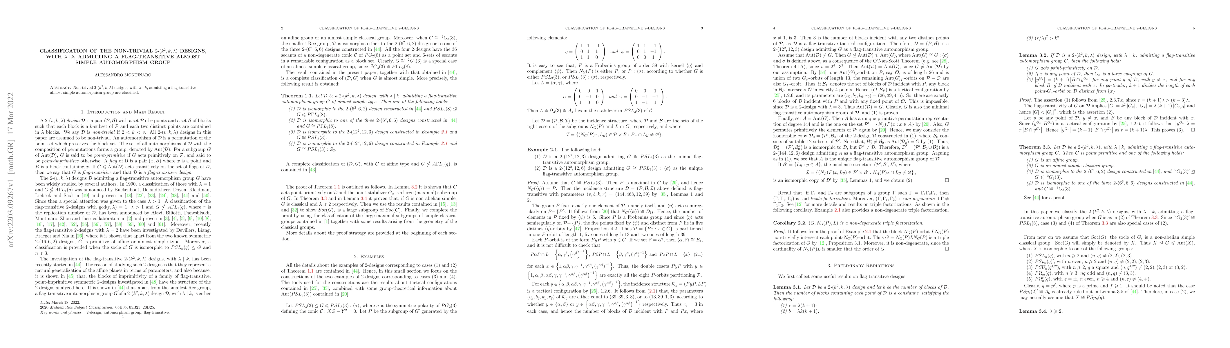 Thumbnail for Classification of the non-trivial $2$-$(k^{2},k,\lambda )$ designs, with
  $\lambda \mid k$, admitting a flag-transitive almost simple automorphism
  group