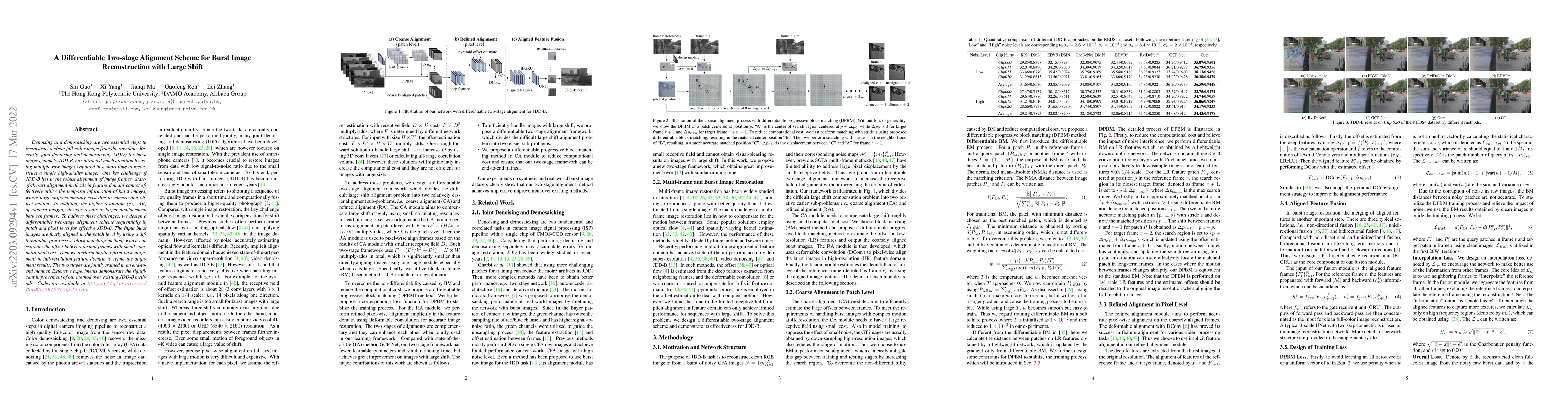 Thumbnail for A Differentiable Two-stage Alignment Scheme for Burst Image
  Reconstruction with Large Shift