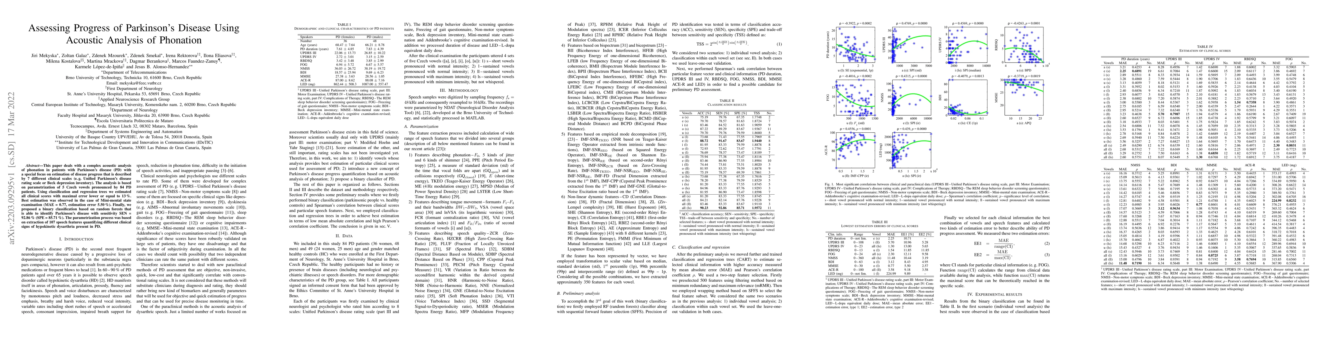 Thumbnail for Assessing Progress of Parkinson s Disease Using Acoustic Analysis of
  Phonation