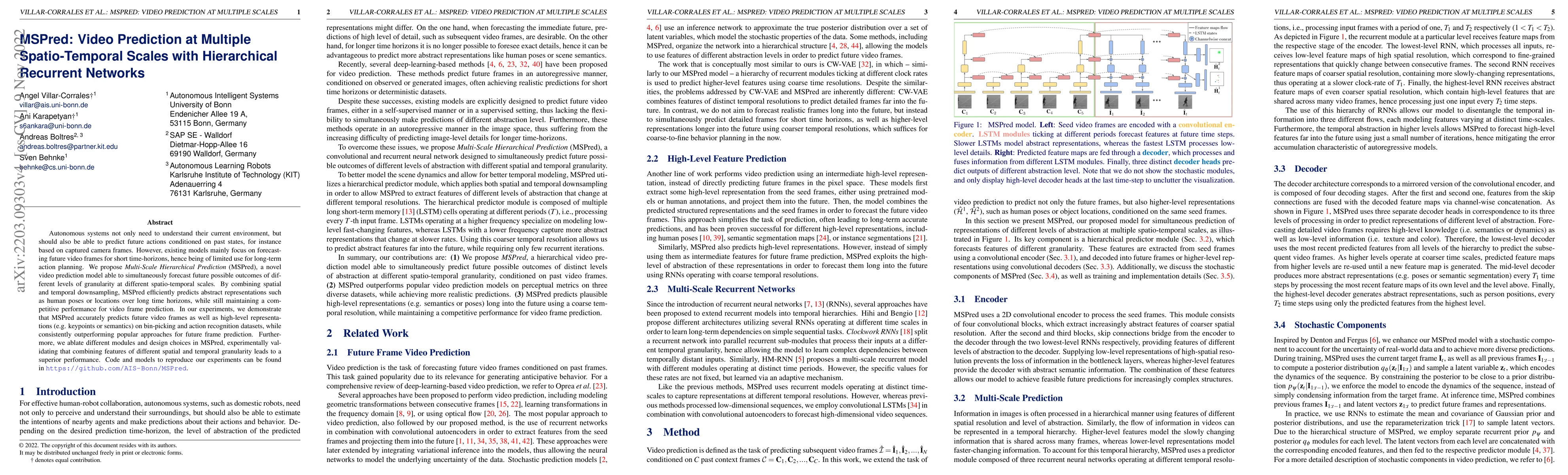 Thumbnail for MSPred: Video Prediction at Multiple Spatio-Temporal Scales with
  Hierarchical Recurrent Networks