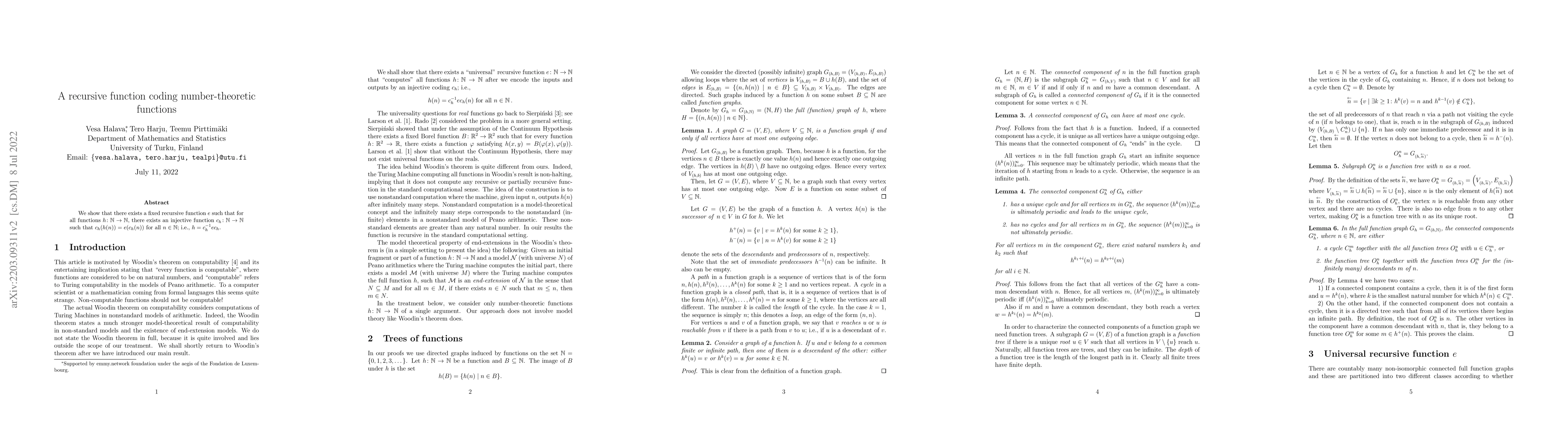 Thumbnail for A recursive function coding number theoretic functions
