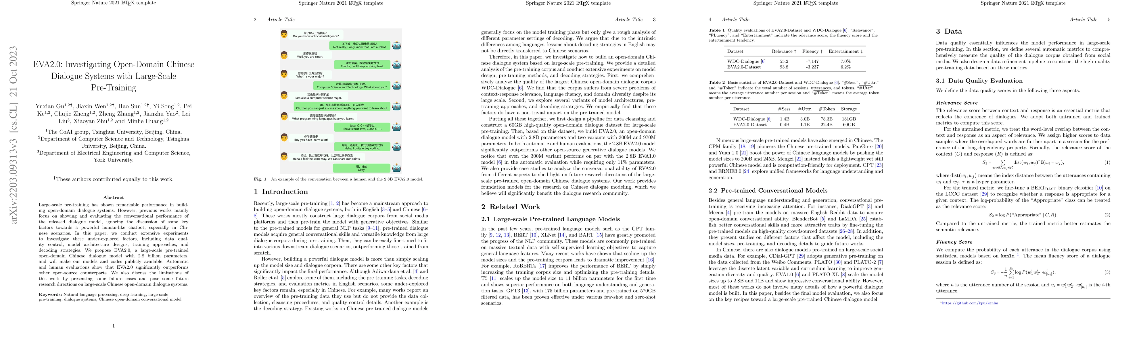 Thumbnail for EVA2.0: Investigating Open-Domain Chinese Dialogue Systems with
  Large-Scale Pre-Training