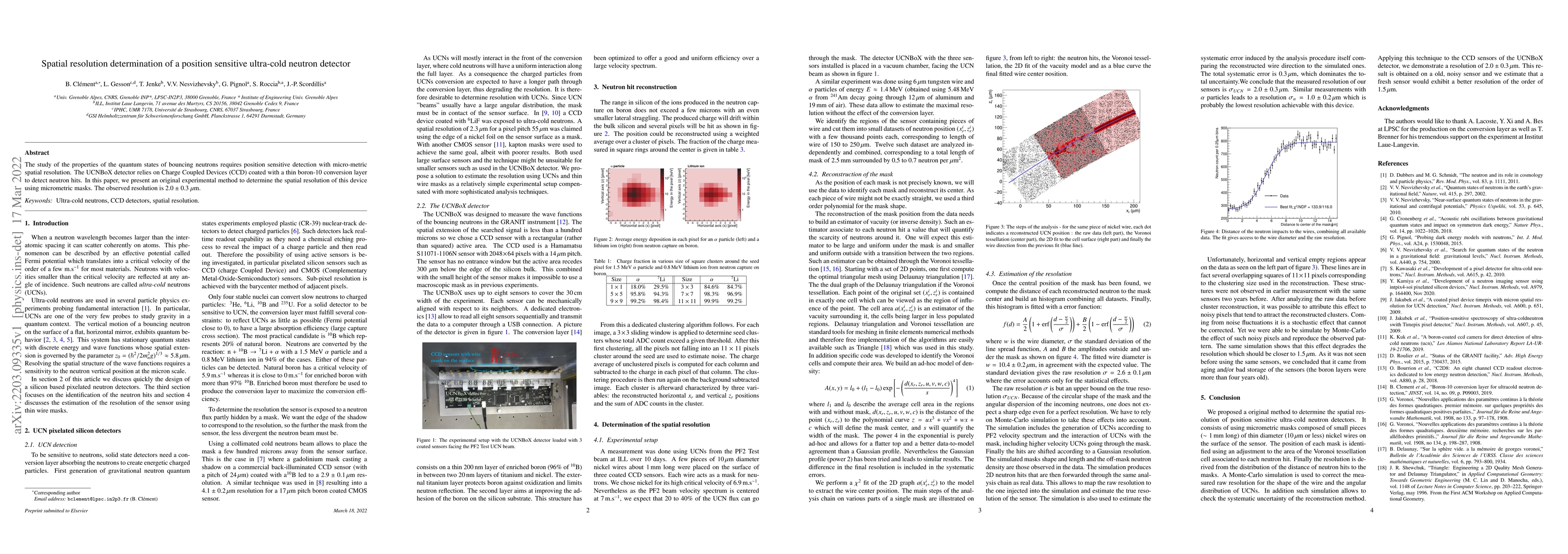 Thumbnail for Spatial resolution determination of a position sensitive ultra-cold
  neutron detector