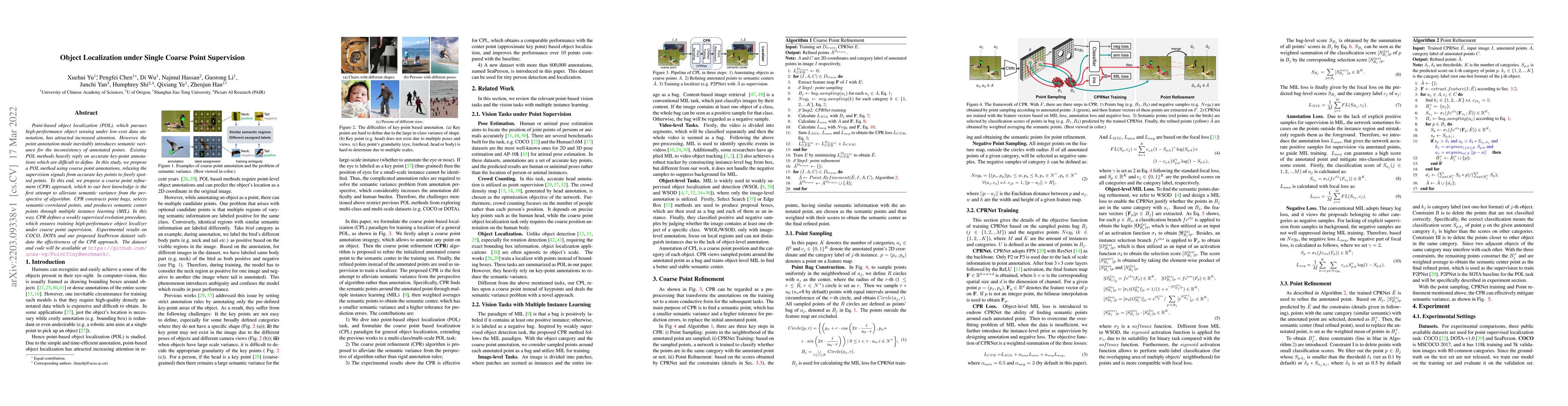 Thumbnail for Object Localization under Single Coarse Point Supervision