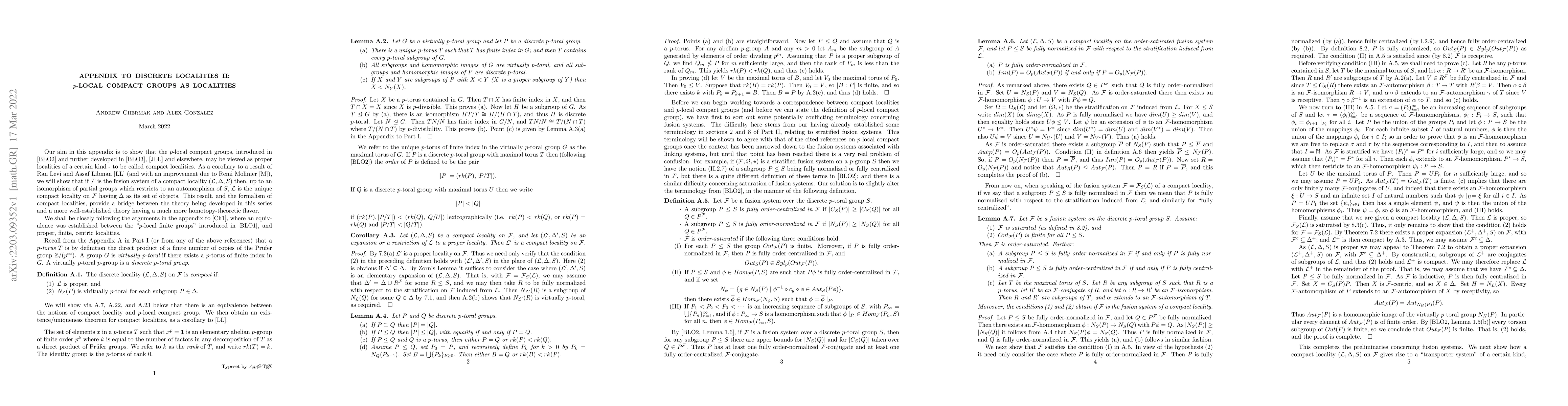 Thumbnail for Appendix to Discrete localities II: p-local compact groups as localities