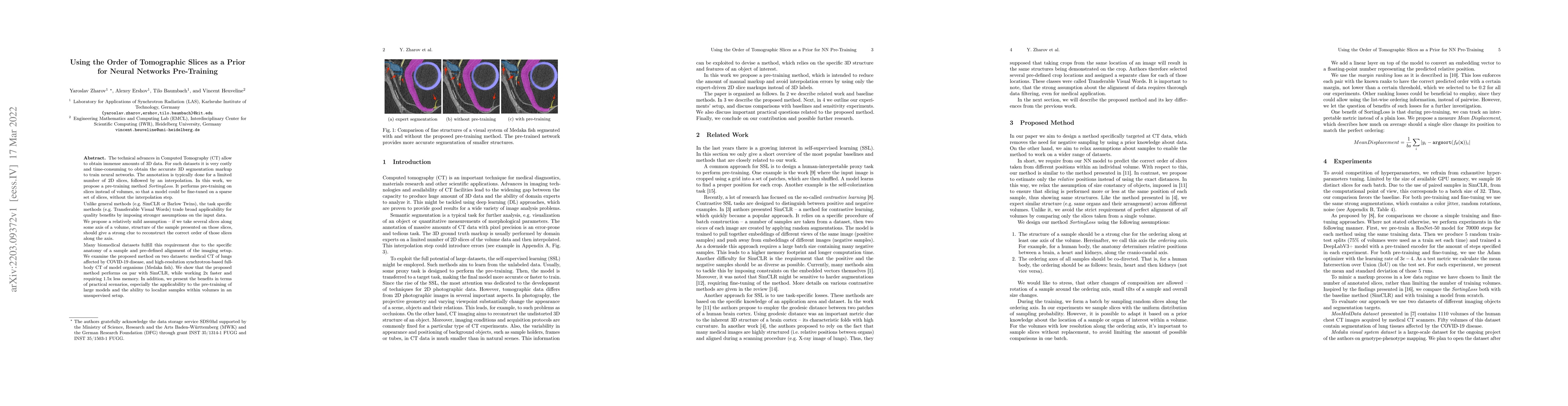 Thumbnail for Using the Order of Tomographic Slices as a Prior for Neural Networks
  Pre-Training