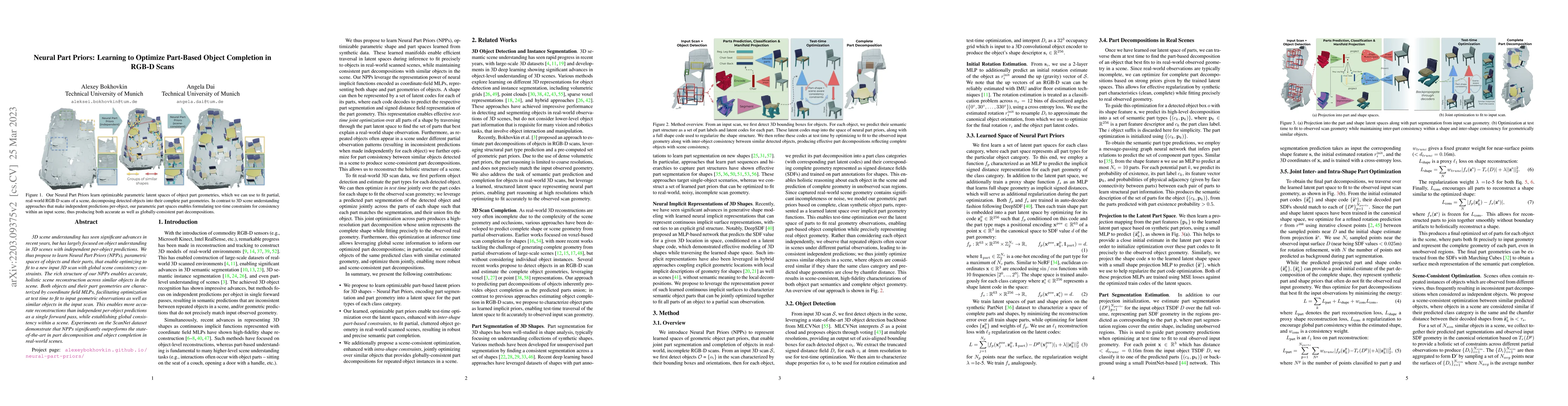 Thumbnail for Neural Part Priors: Learning to Optimize Part-Based Object Completion in
  RGB-D Scans