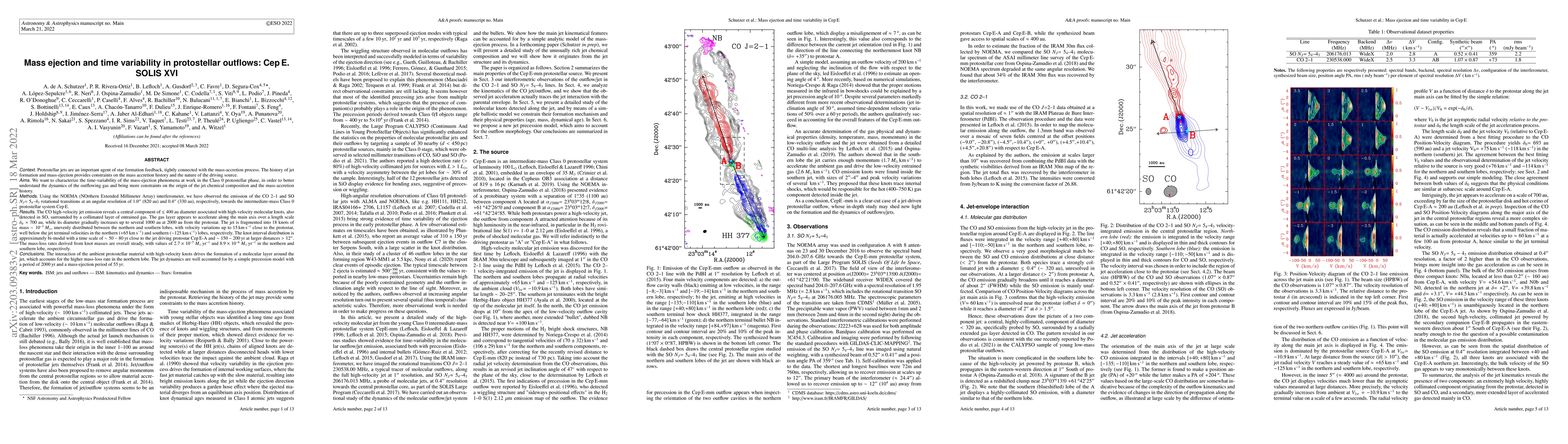 Thumbnail for Mass ejection and time variability in protostellar outflows: Cep E.
  SOLIS XVI