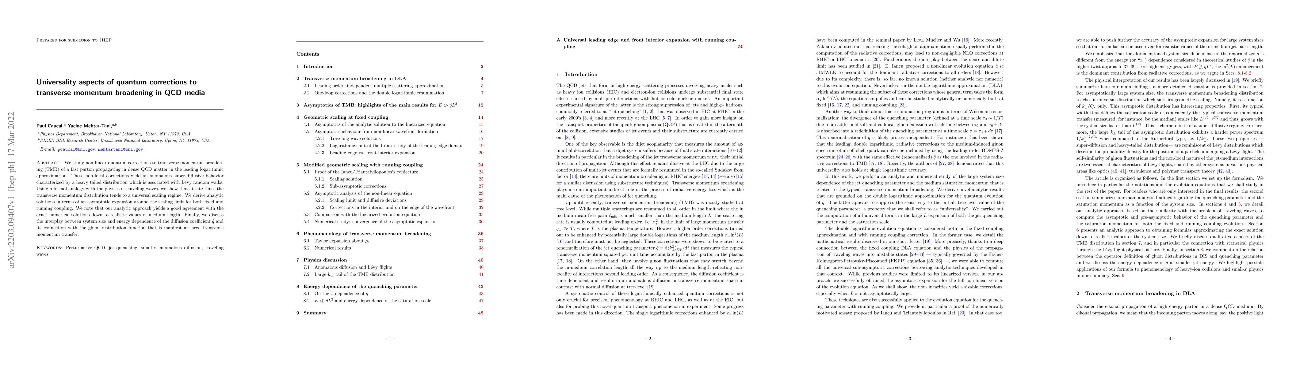 Thumbnail for Universality aspects of quantum corrections to transverse momentum
  broadening in QCD media