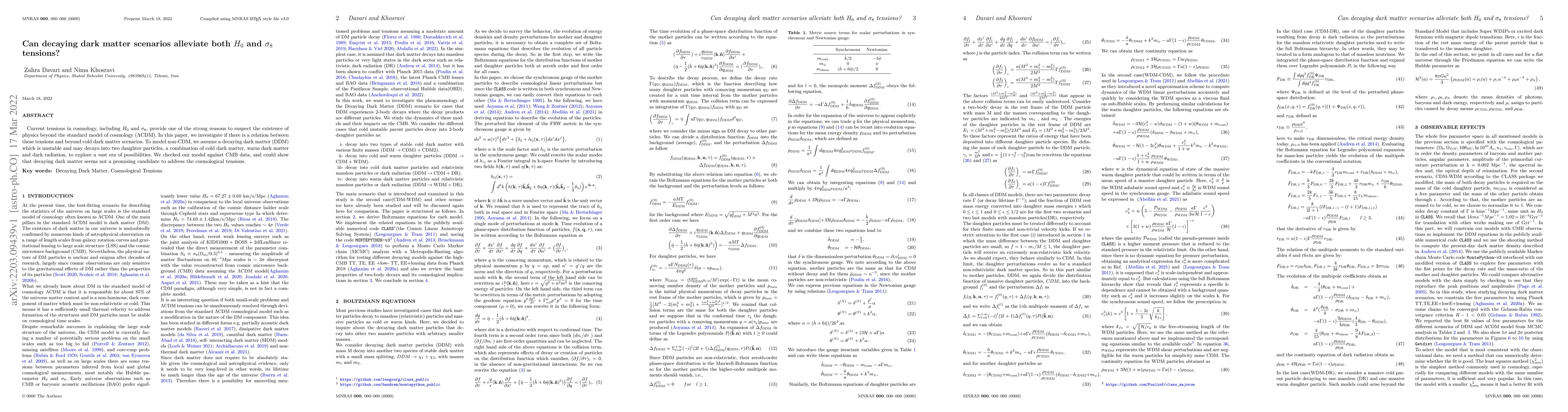 Thumbnail for Can decaying dark matter scenarios alleviate both $H_0$ and $\sigma_8$
  tensions?