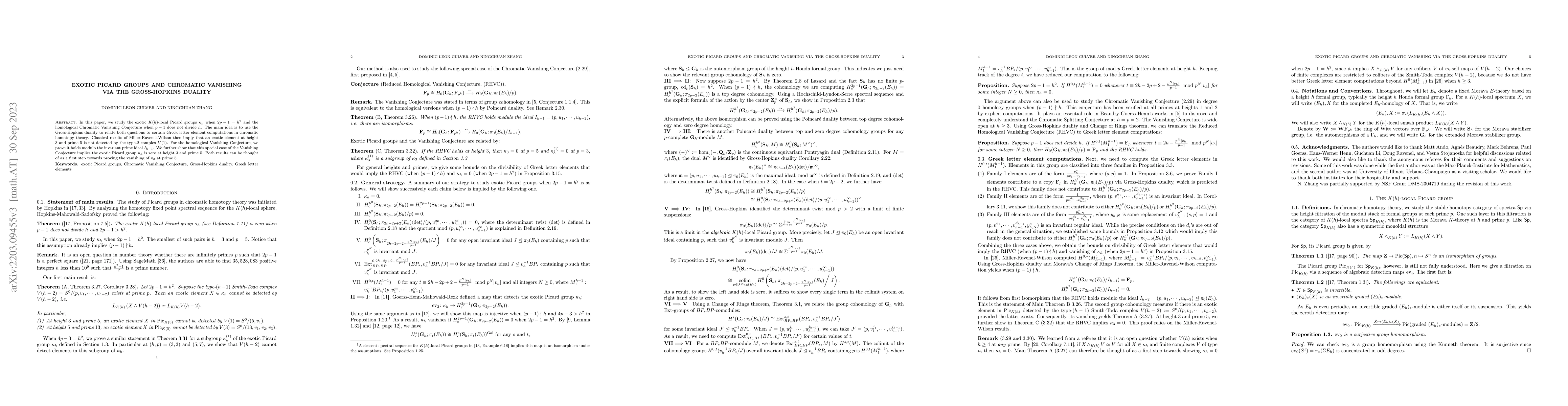 Thumbnail for Exotic Picard groups and chromatic vanishing via the Gross-Hopkins
  duality