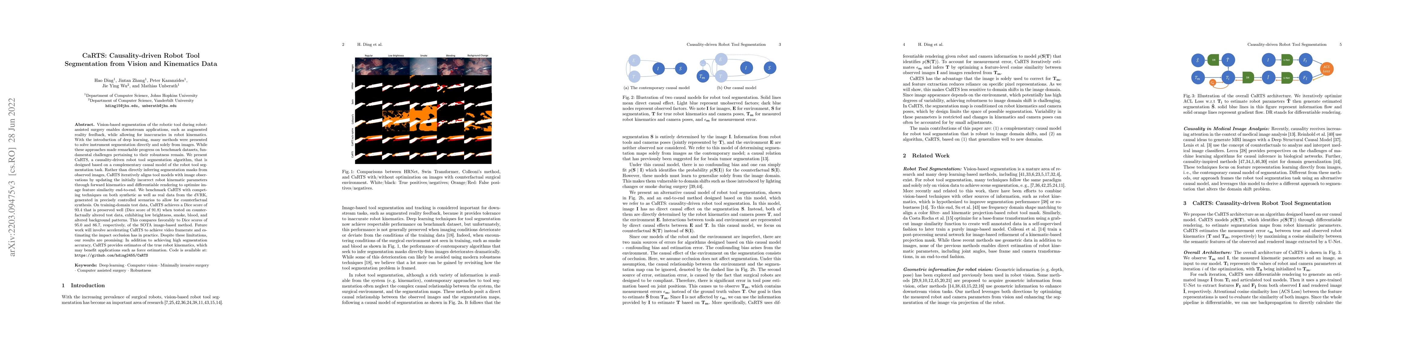 Thumbnail for CaRTS: Causality-driven Robot Tool Segmentation from Vision and
  Kinematics Data