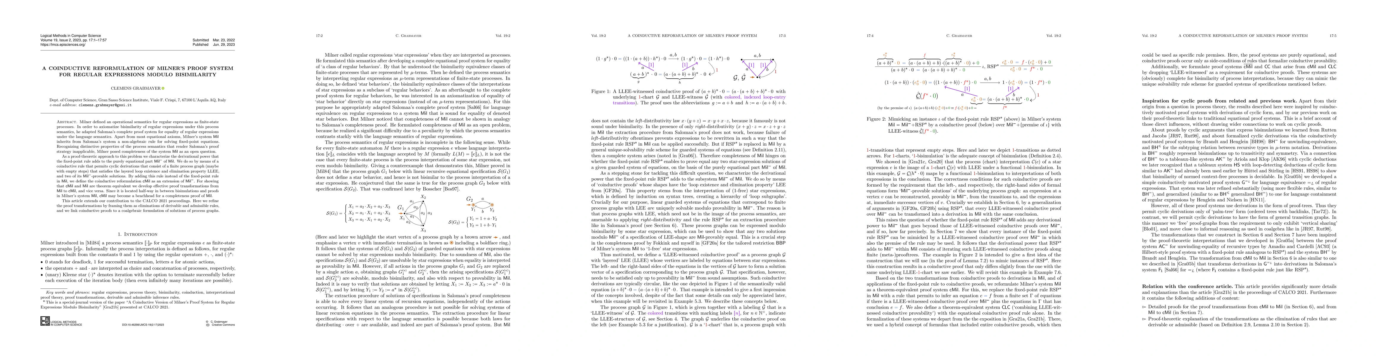 Thumbnail for A Coinductive Reformulation of Milner's Proof System for Regular
  Expressions Modulo Bisimilarity