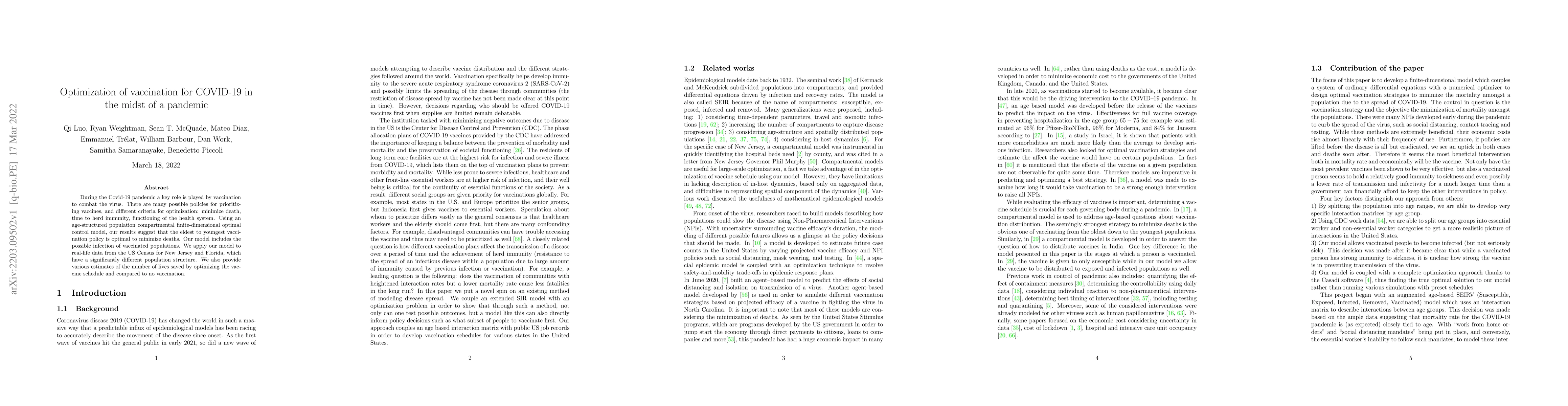 Thumbnail for Optimization of vaccination for COVID-19 in the midst of a pandemic