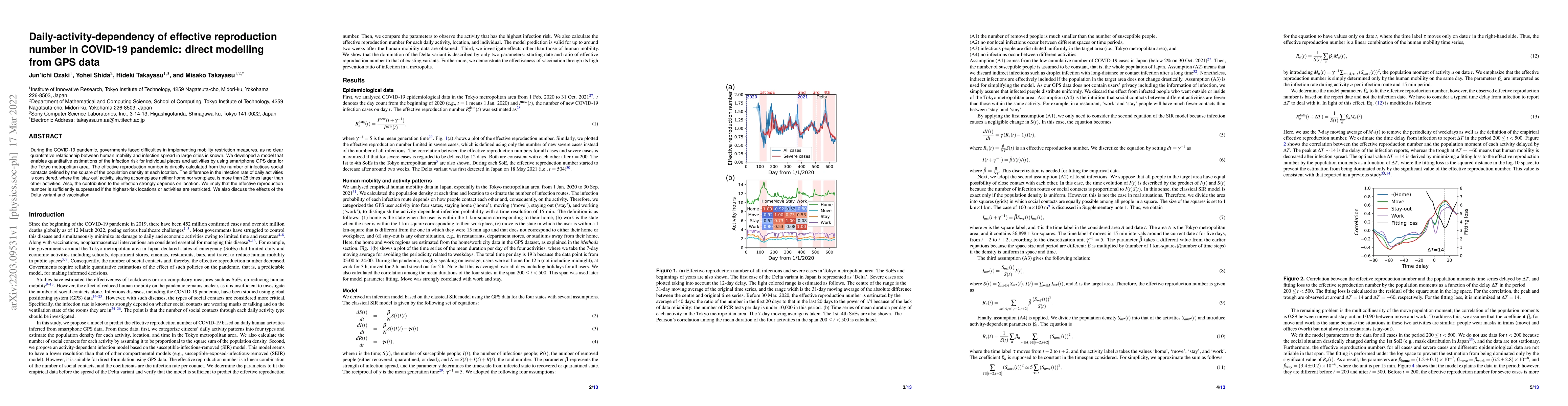 Thumbnail for Daily-activity-dependency of effective reproduction number in COVID-19
  pandemic: direct modelling from GPS data
