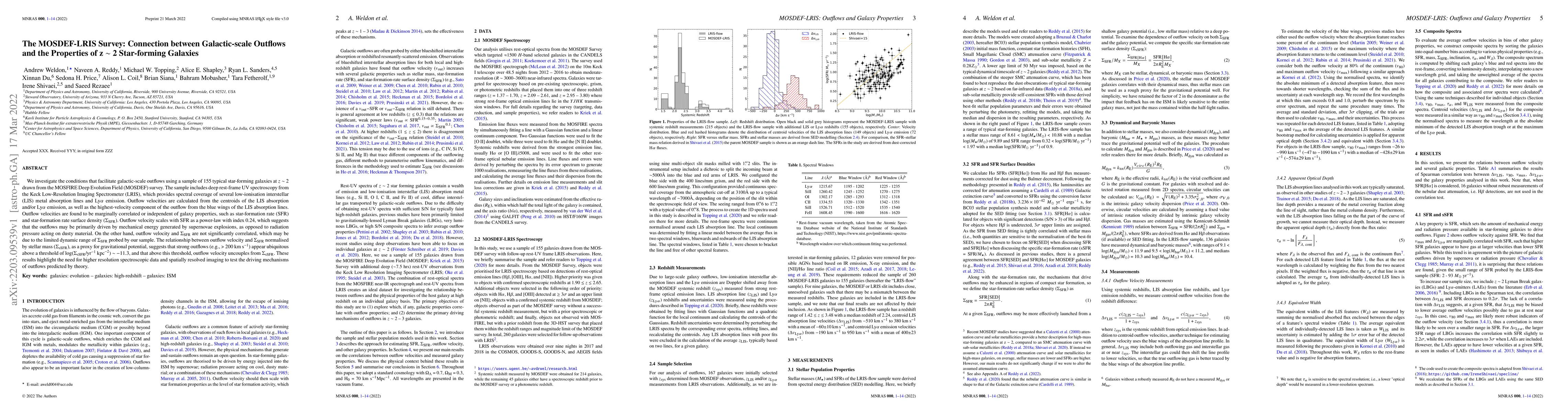 Thumbnail for The MOSDEF-LRIS Survey: Connection between Galactic-scale Outflows and
  the Properties of $z$~2 star-forming Galaxies