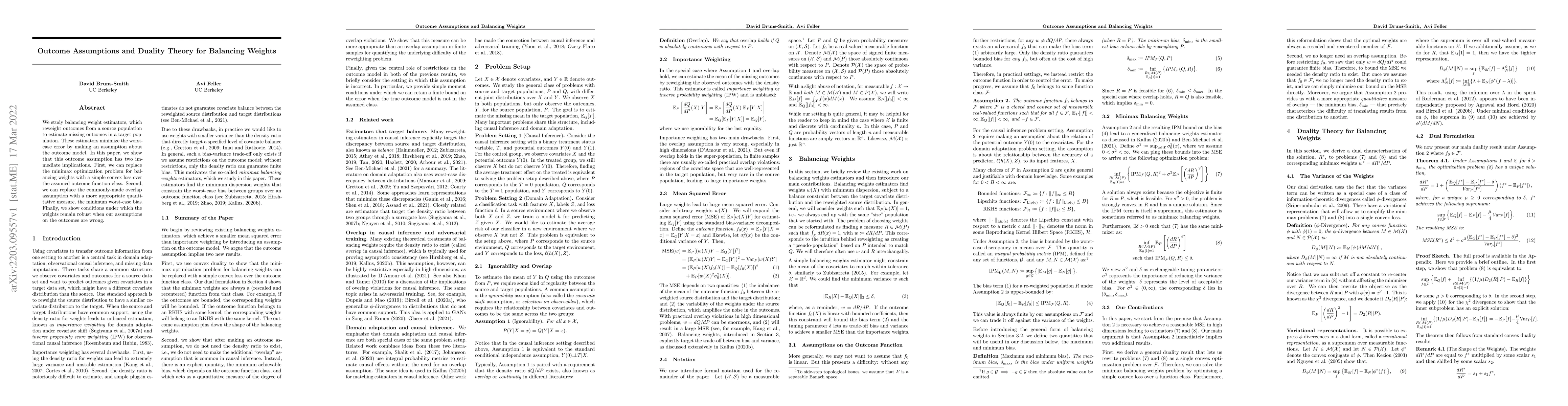 Thumbnail for Outcome Assumptions and Duality Theory for Balancing Weights