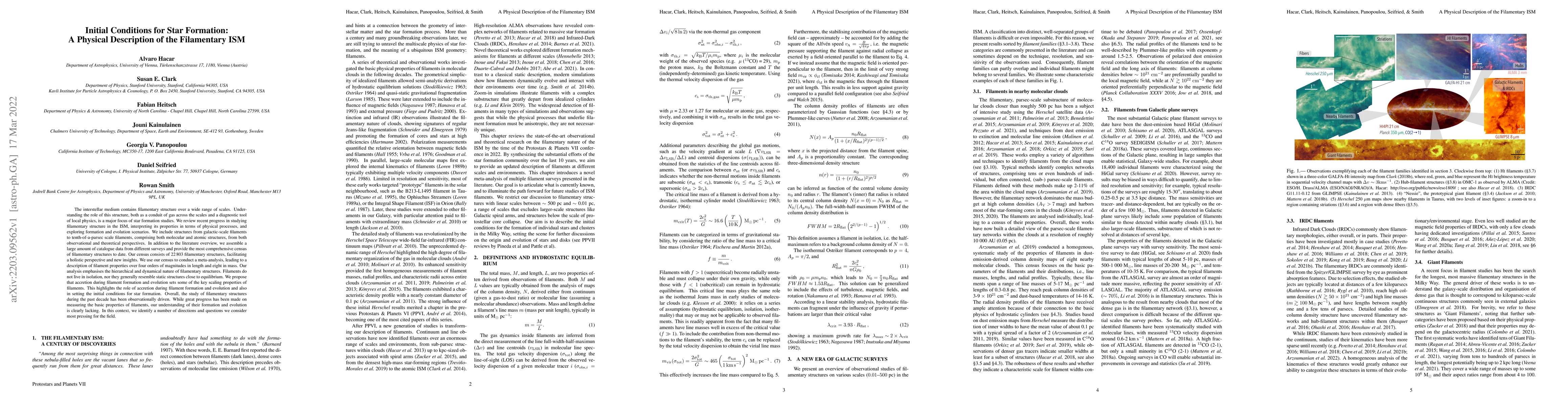 Thumbnail for Initial Conditions for Star Formation: A Physical Description of the
  Filamentary ISM
