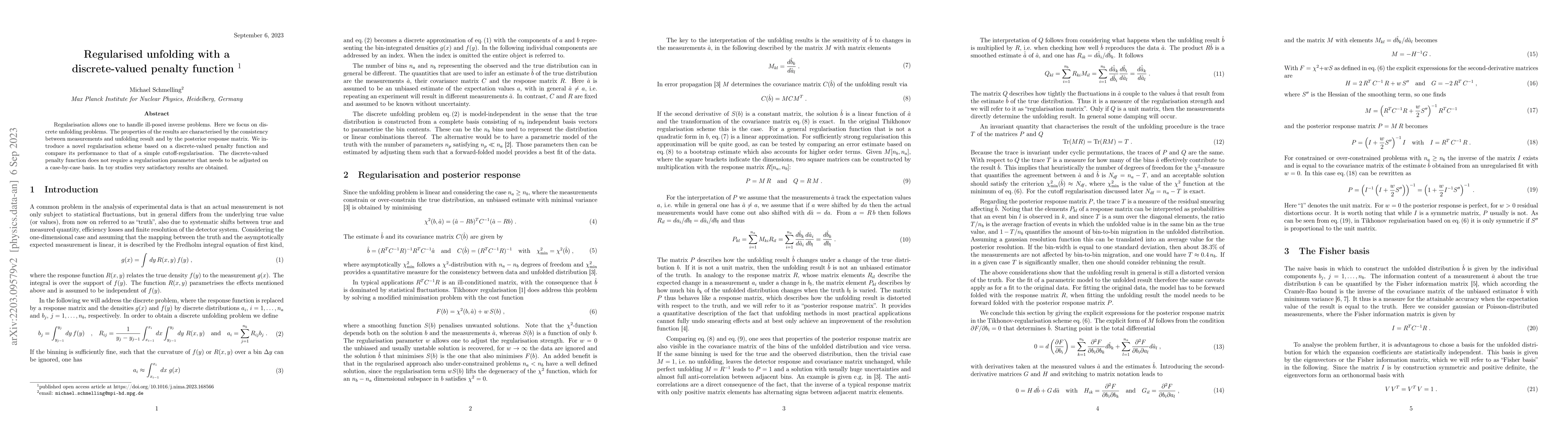 Thumbnail for Regularised unfolding with a discrete-valued penalty function