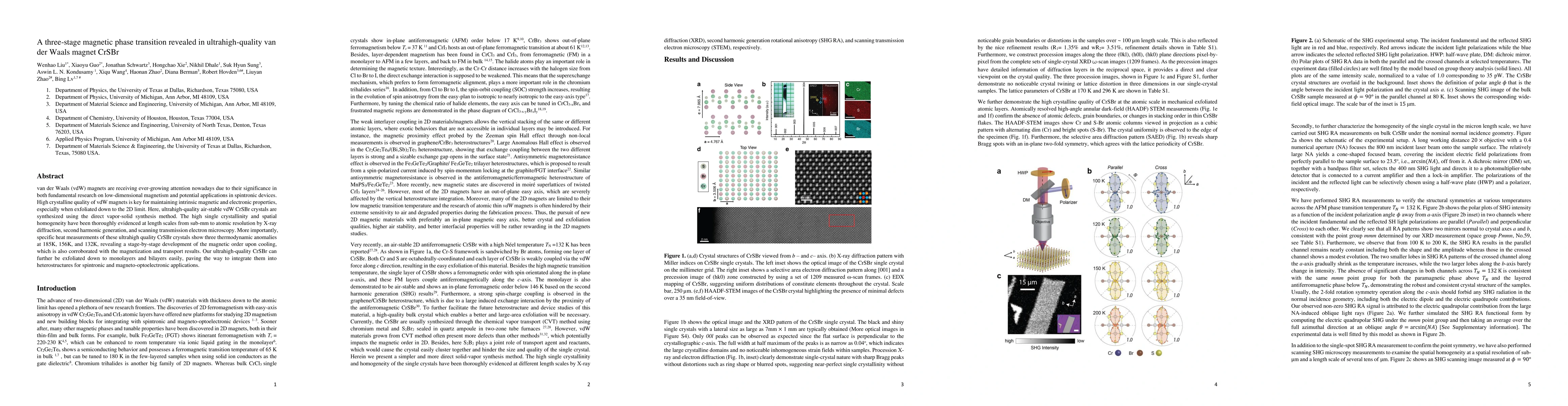 Thumbnail for A three-stage magnetic phase transition revealed in ultrahigh-quality
  van der Waals magnet CrSBr
