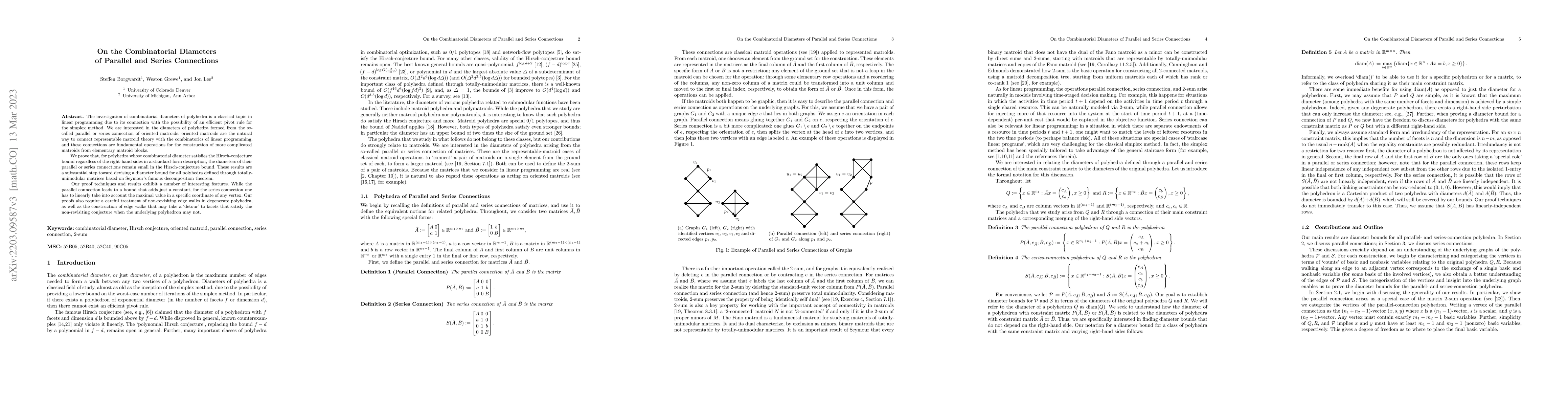 Thumbnail for On the Combinatorial Diameters of Parallel and Series Connections