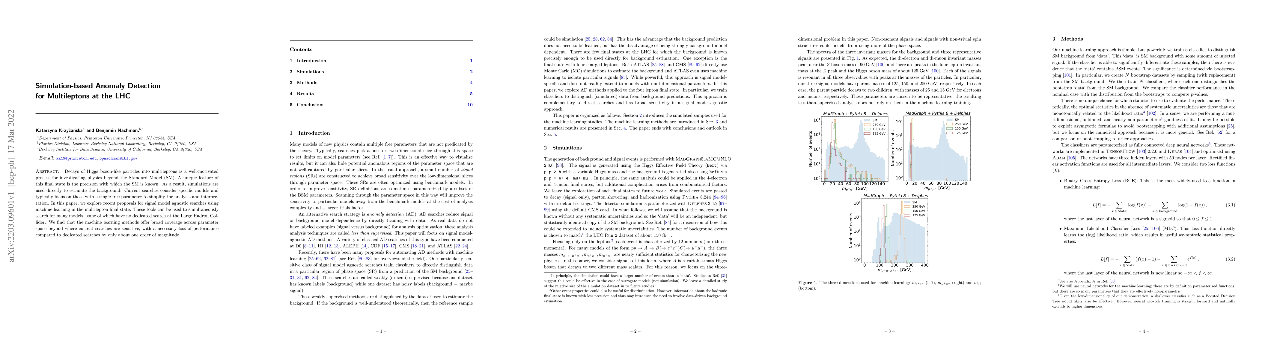 Thumbnail for Simulation-based Anomaly Detection for Multileptons at the LHC