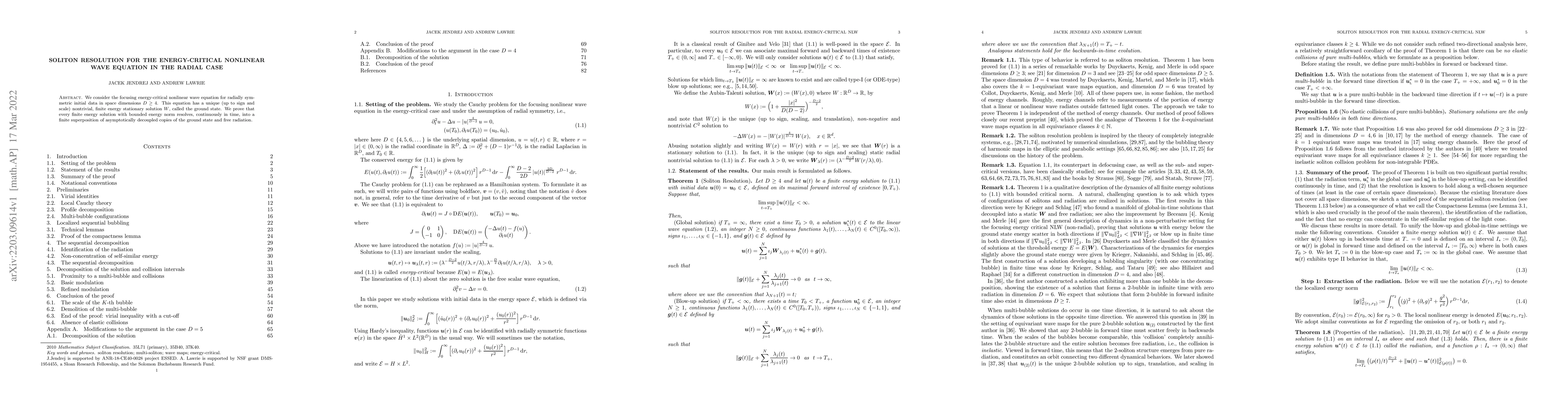 Thumbnail for Soliton resolution for the energy-critical nonlinear wave equation in
  the radial case