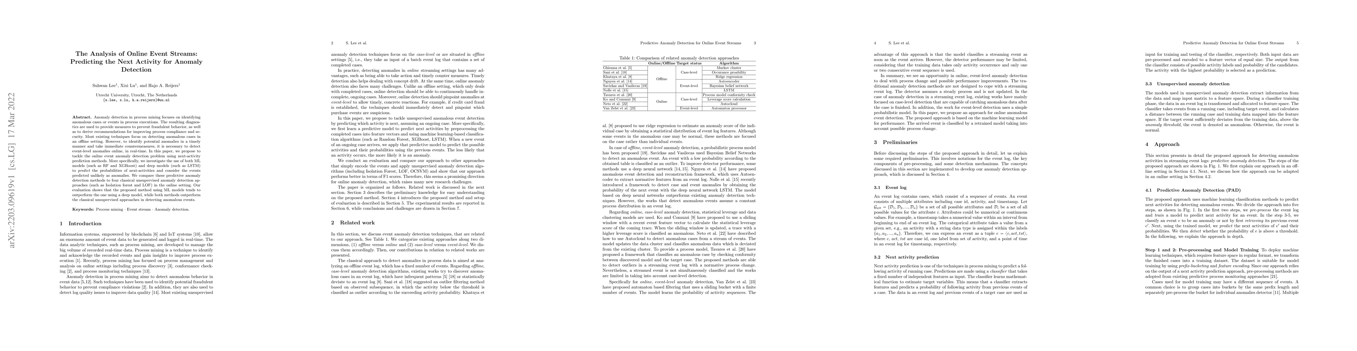 Thumbnail for The Analysis of Online Event Streams: Predicting the Next Activity for
  Anomaly Detection