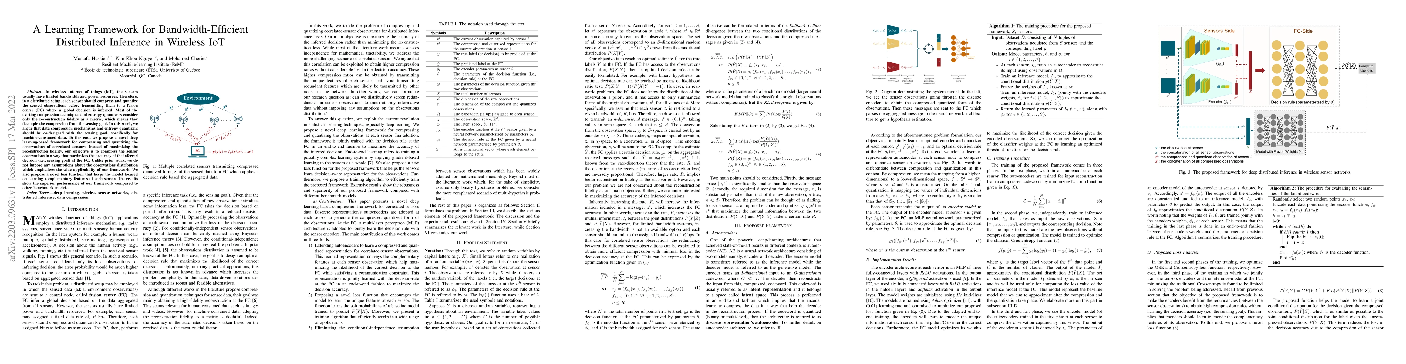 Thumbnail for A Learning Framework for Bandwidth-Efficient Distributed Inference in
  Wireless IoT