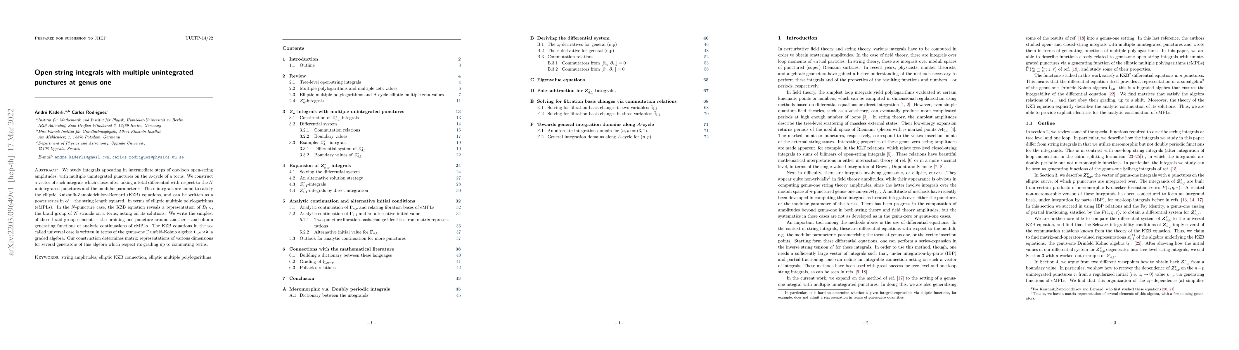 Thumbnail for Open-string integrals with multiple unintegrated punctures at genus one