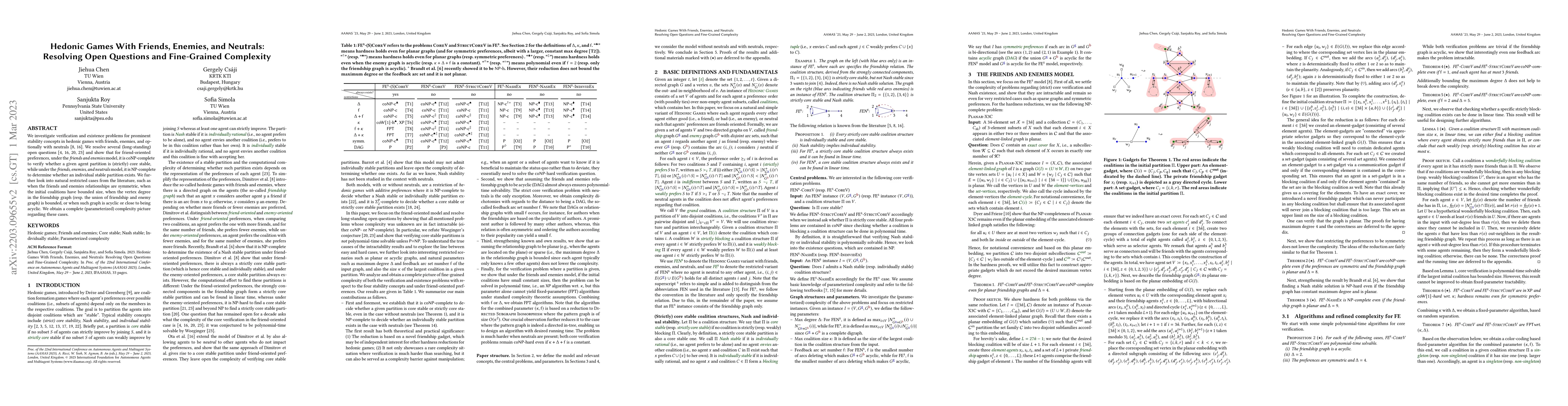 Thumbnail for Hedonic Games With Friends, Enemies, and Neutrals: Resolving Open
  Questions and Fine-Grained Complexity