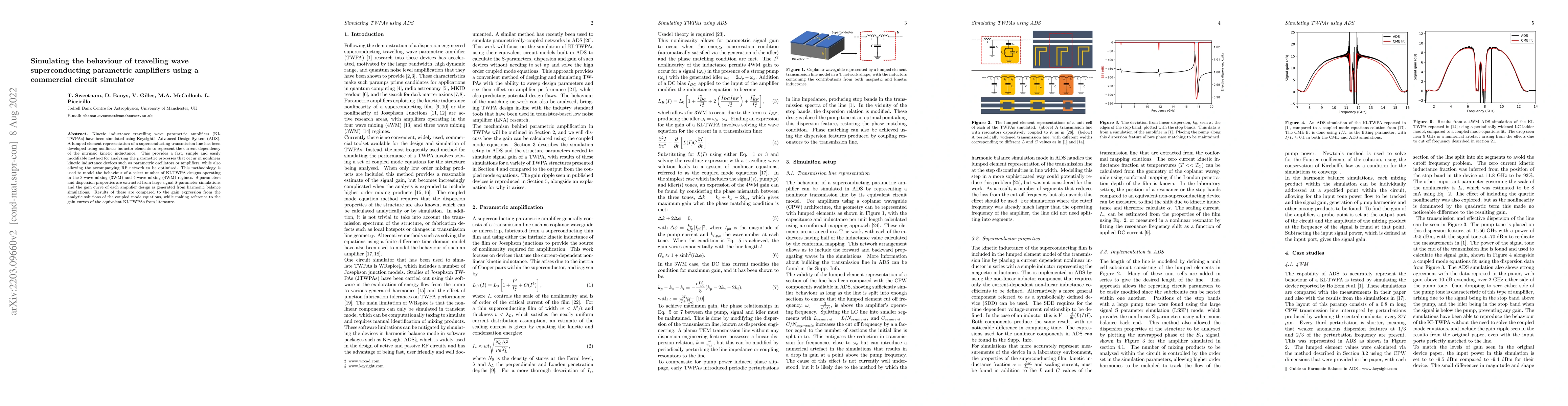 Thumbnail for Simulating the behaviour of travelling wave superconducting parametric
  amplifiers using a commercial circuit simulator