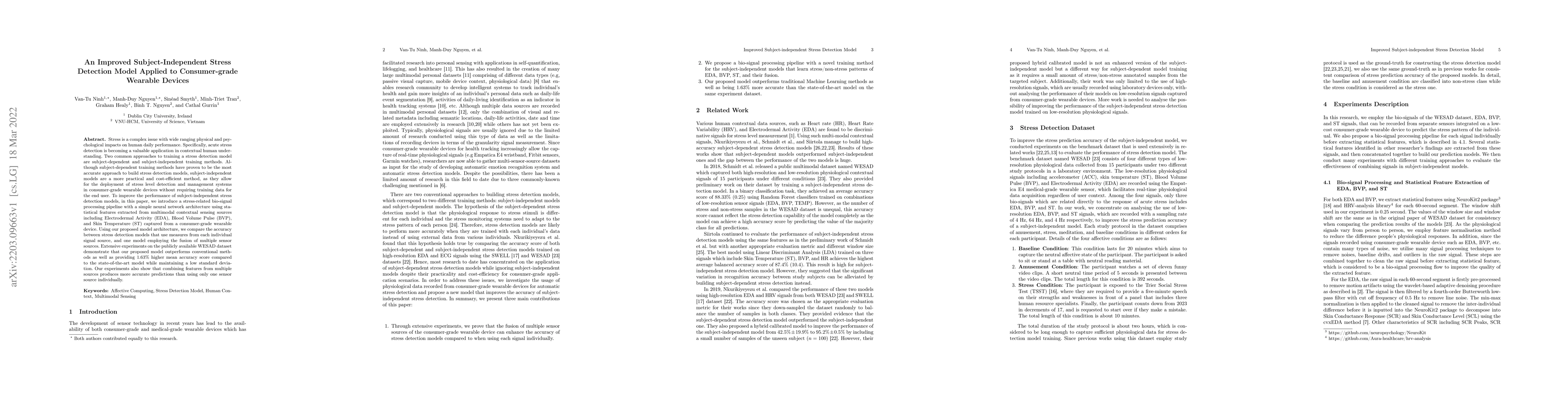 Thumbnail for An Improved Subject-Independent Stress Detection Model Applied to
  Consumer-grade Wearable Devices