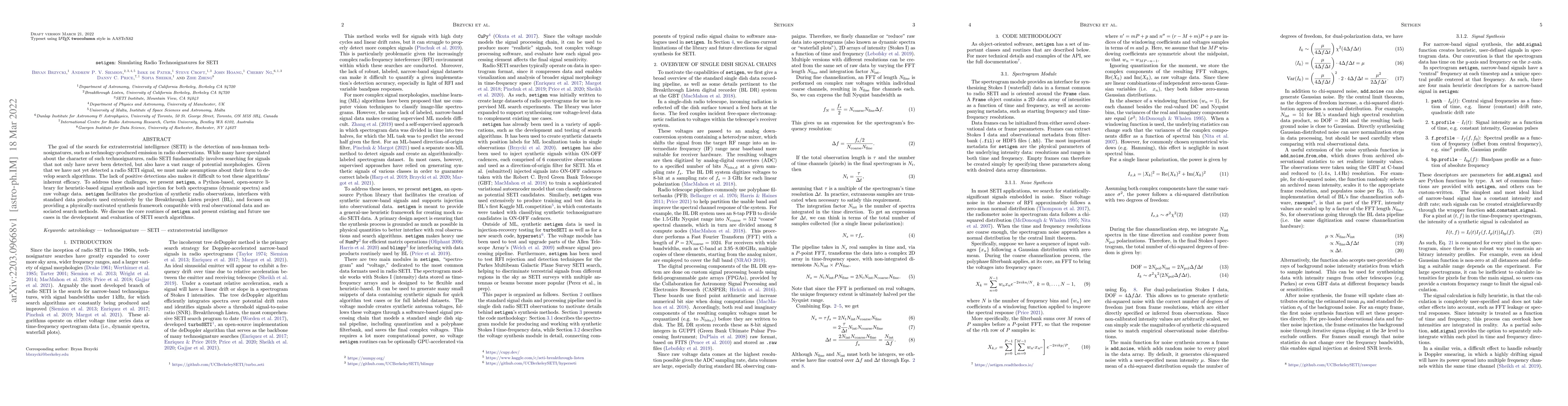 Thumbnail for Setigen: Simulating Radio Technosignatures for SETI