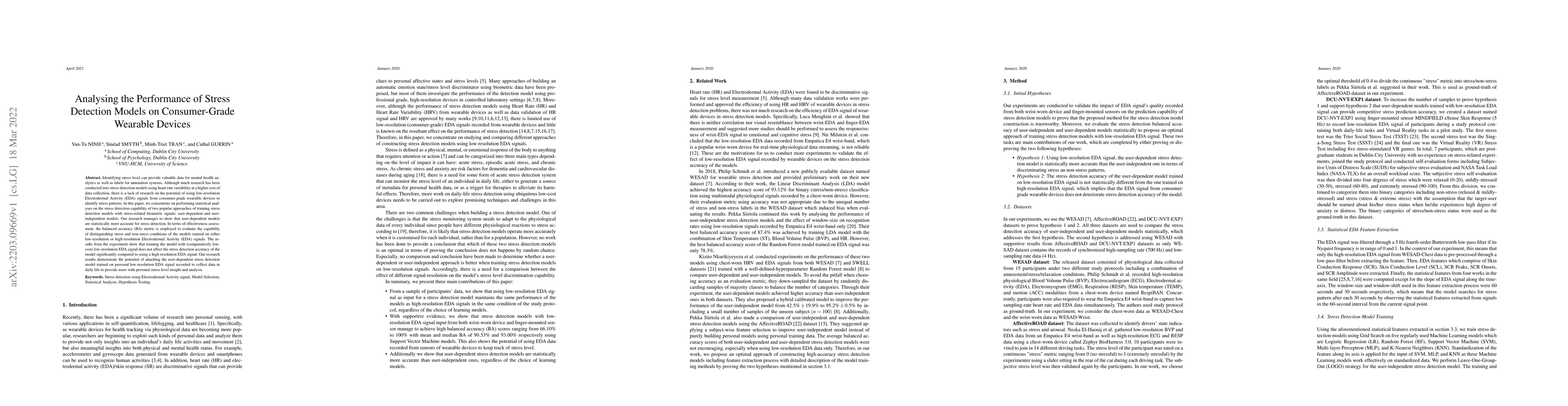 Thumbnail for Analysing the Performance of Stress Detection Models on Consumer-Grade
  Wearable Devices