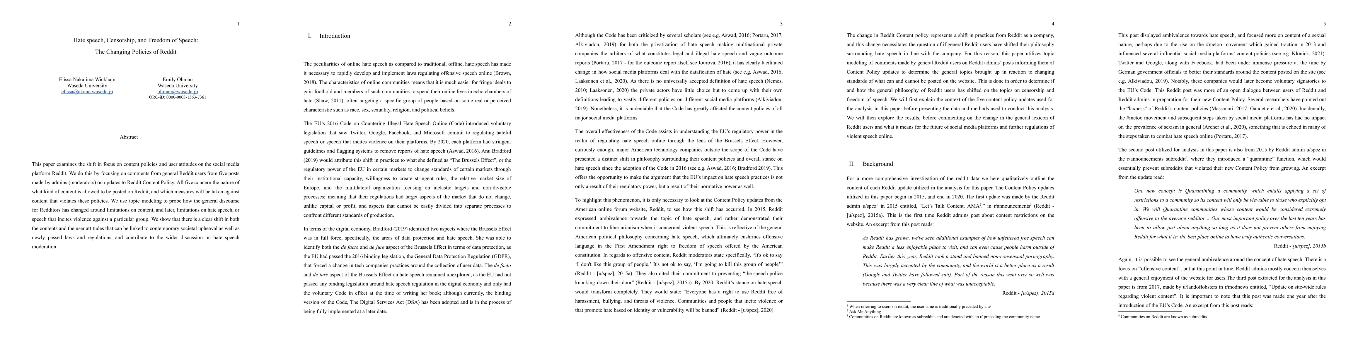 Thumbnail for Hate speech, Censorship, and Freedom of Speech: The Changing Policies of
  Reddit