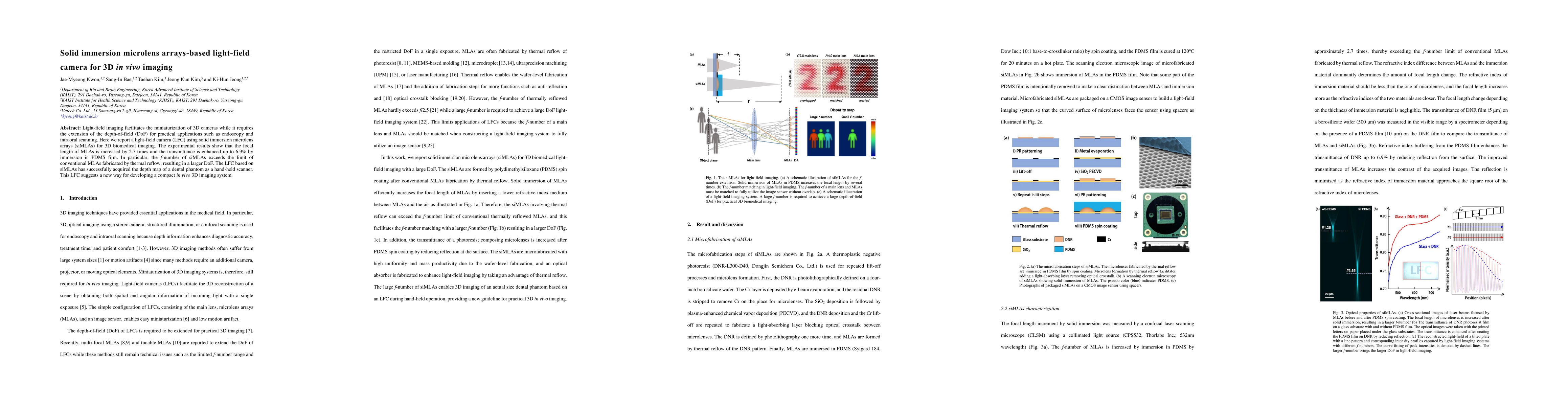 Thumbnail for Solid immersion microlens arrays-based light-field camera for 3D in vivo
  imaging