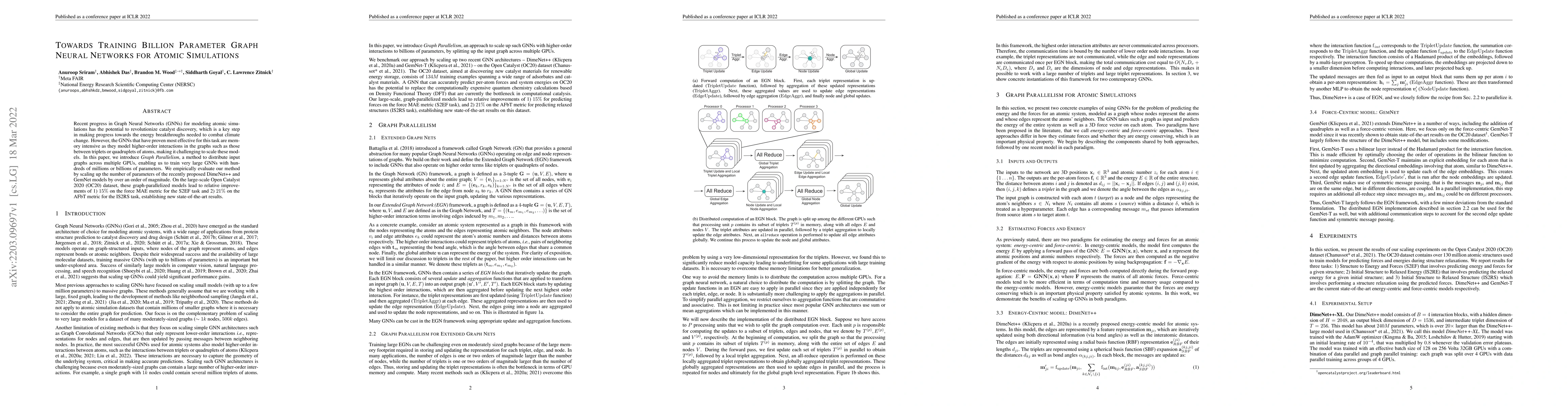 Thumbnail for Towards Training Billion Parameter Graph Neural Networks for Atomic
  Simulations