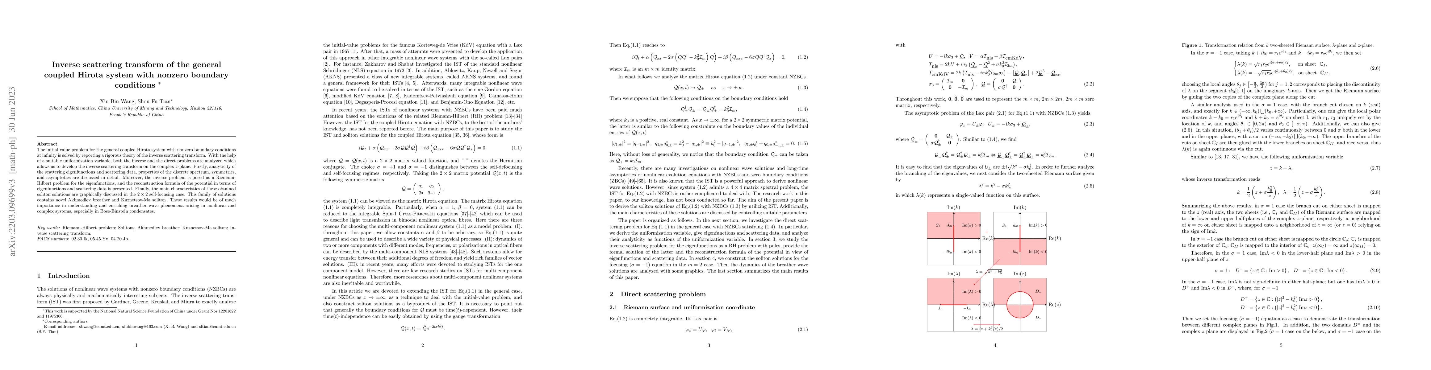 Thumbnail for Inverse scattering transform of the general coupled Hirota system with
  nonzero boundary conditions