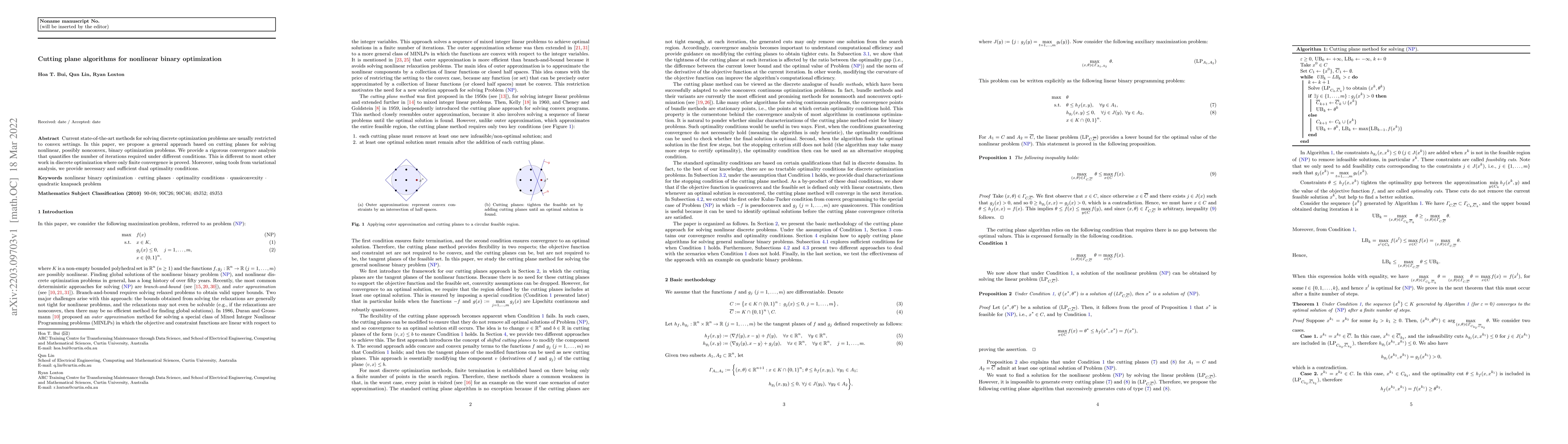 Thumbnail for Cutting plane algorithms for nonlinear binary optimization