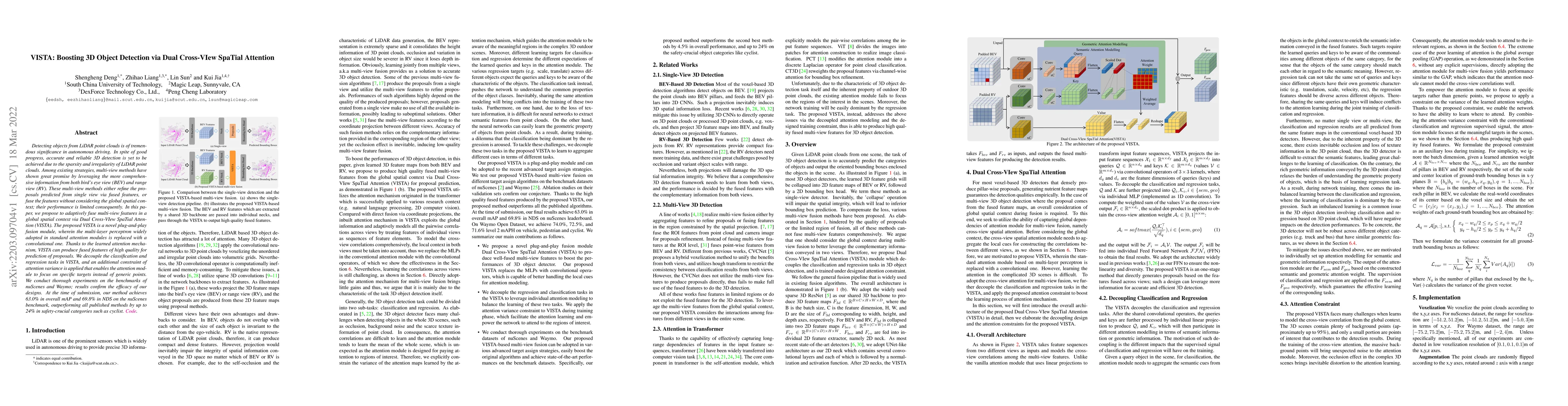 Thumbnail for VISTA: Boosting 3D Object Detection via Dual Cross-VIew SpaTial
  Attention