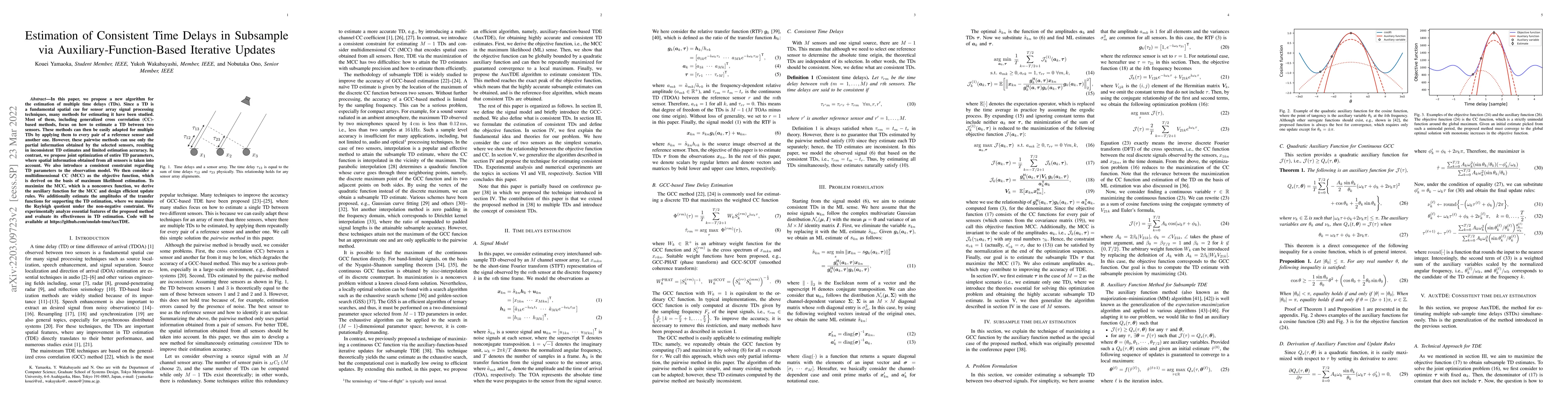 Thumbnail for Estimation of Consistent Time Delays in Subsample via
  Auxiliary-Function-Based Iterative Updates