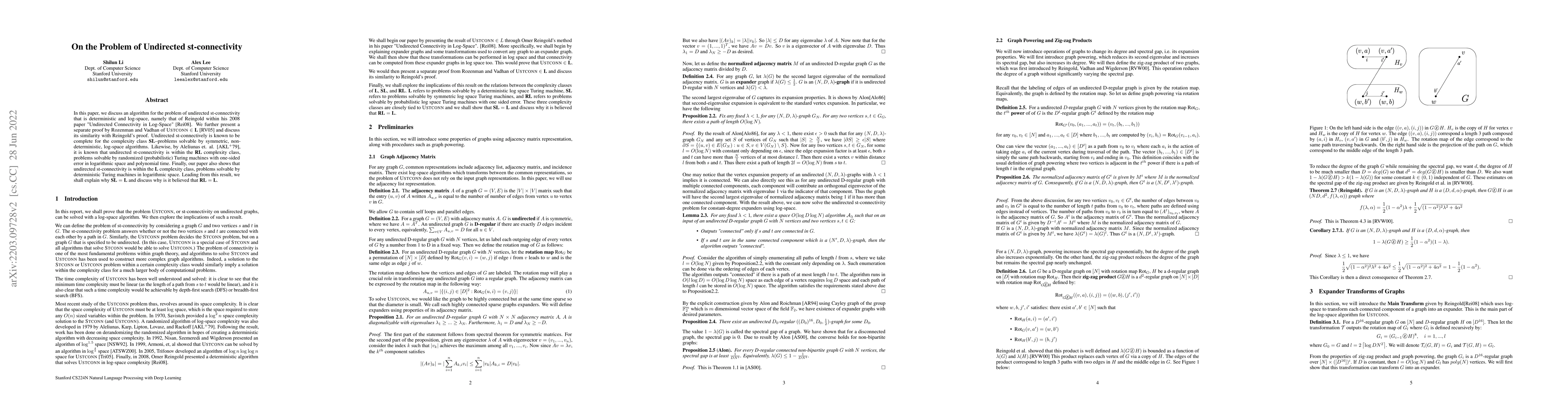 Thumbnail for On the Problem of Undirected st-connectivity