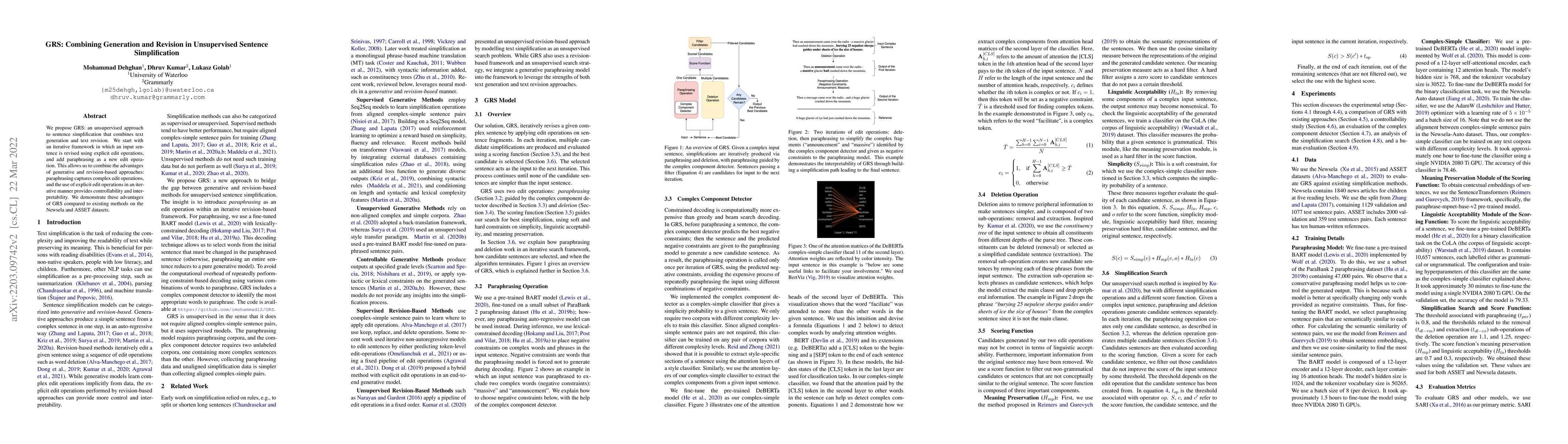 Thumbnail for GRS: Combining Generation and Revision in Unsupervised Sentence
  Simplification