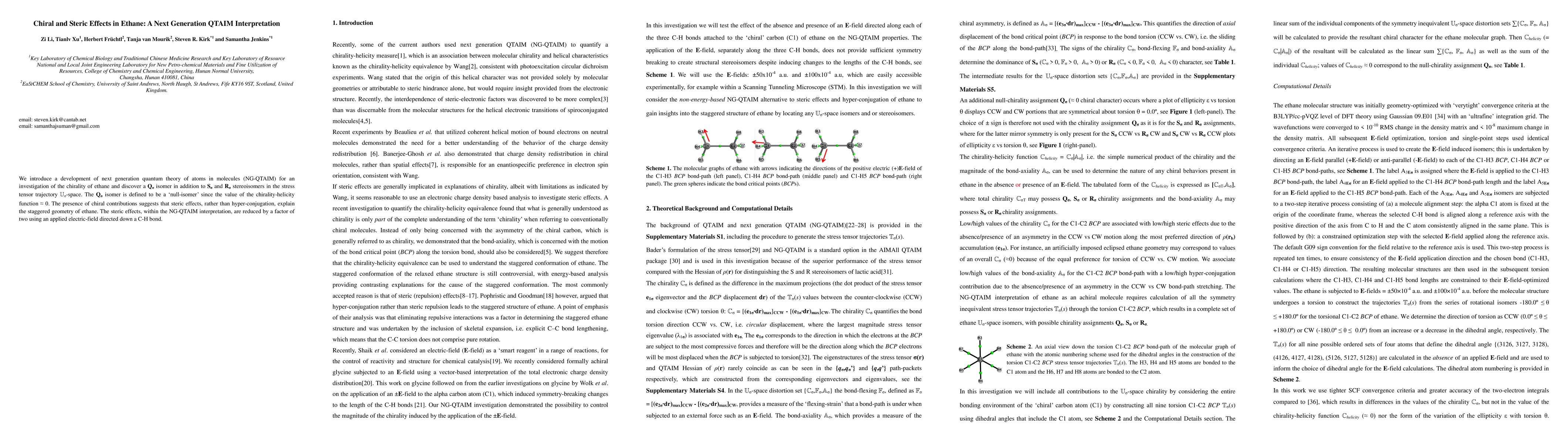 Thumbnail for Chiral and Steric Effects in Ethane: A Next Generation QTAIM
  Interpretation