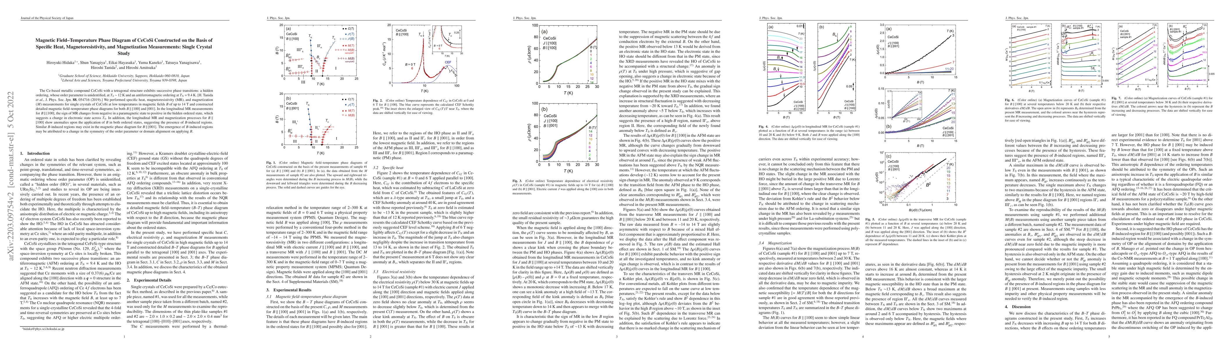 Thumbnail for Magnetic field-Temperature Phase Diagram of CeCoSi Constructed by
  Specific Heat, Magnetoresistivity, and Magnetization Measurements for a
  Single Crystal