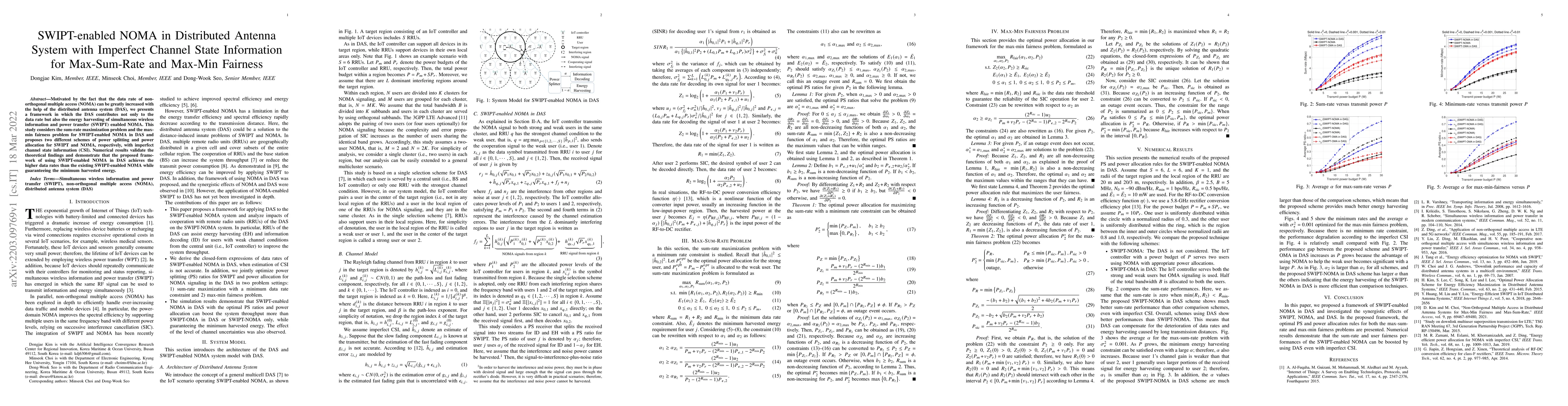 Thumbnail for SWIPT-enabled NOMA in Distributed Antenna System with Imperfect Channel
  State Information for Max-Sum-Rate and Max-Min Fairness