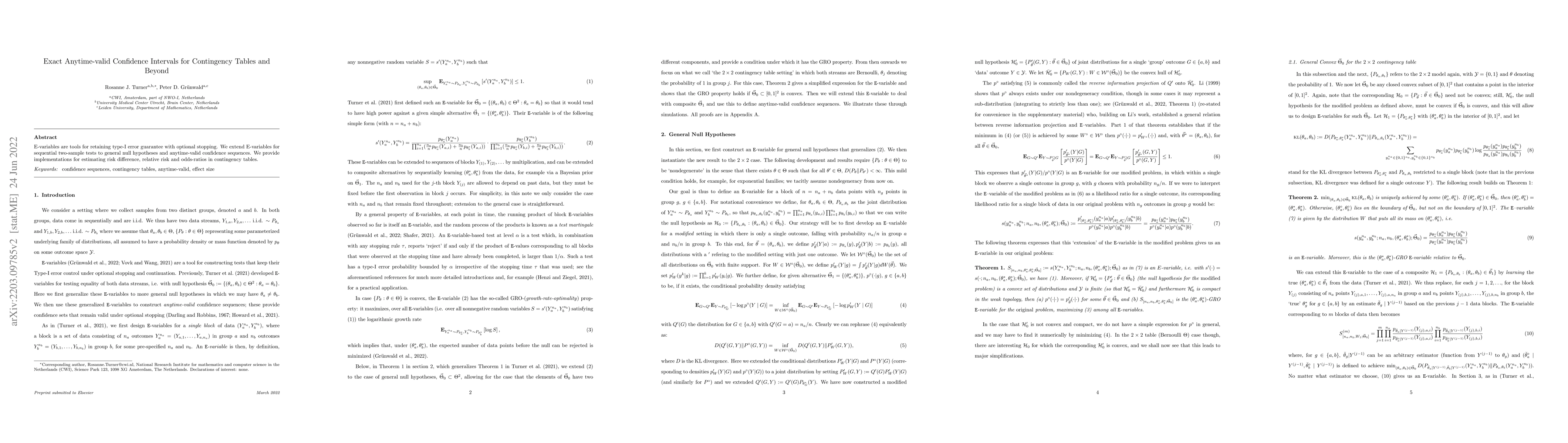 Thumbnail for Exact Anytime-valid Confidence Intervals for Contingency Tables and
  Beyond